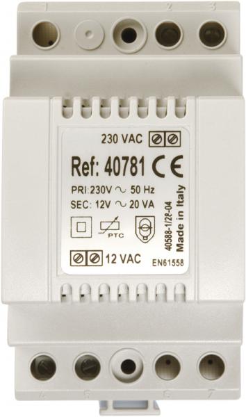 Photo Transformateur 220 V / 12 V / 1,5 A , fixation DIN et VIS | Ref : 40781        