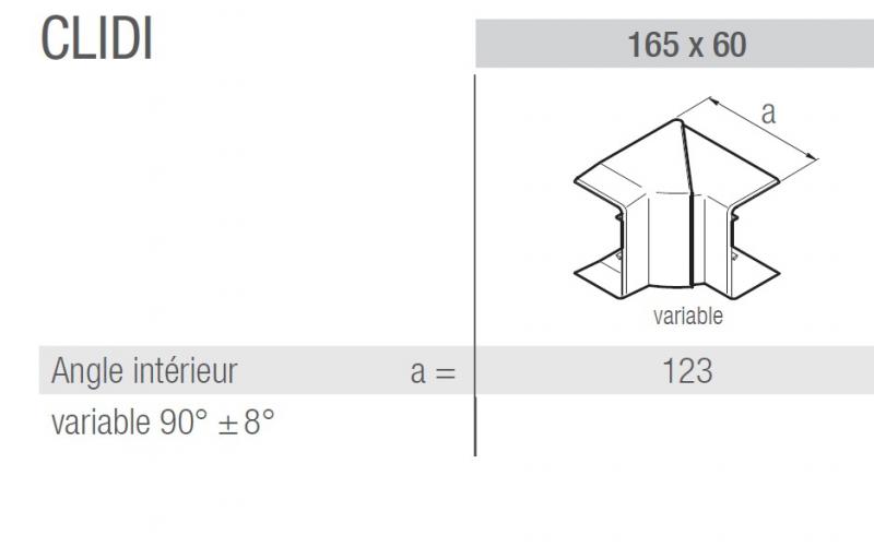 Vignette 2 produit Angle intrieur variable CLIDI 165X60 | Ref : 735826-100