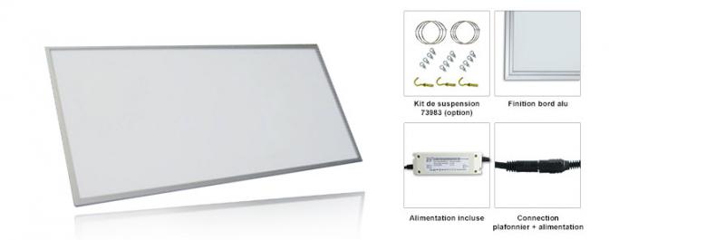 Vignette 2 produit LED PLAFOND 230V  295 X 1195  45 Watt ALU 4000K | Ref : 77604