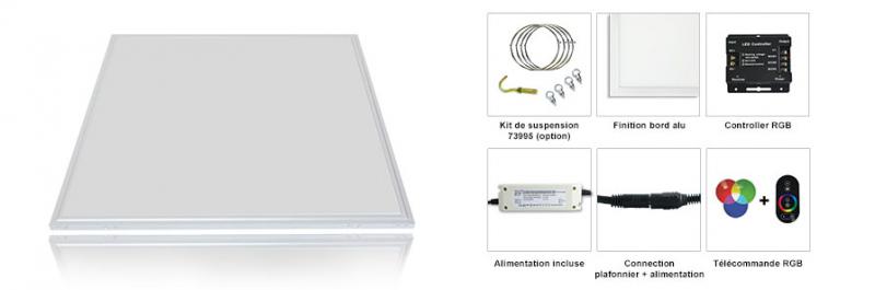 Vignette 2 produit LED PLAFOND 230V  595 X 595  42 Watt BLAN RGB + TELECOMMANDE | Ref : 7768
