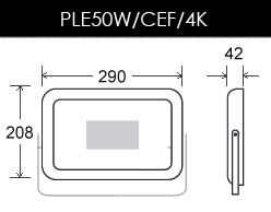 Vignette 3 produit Ref : PLE50W/CEF/4KN | Projecteur LED Design extra plat IP65 50W 3300lm blanc neutre 4000k coloris noir