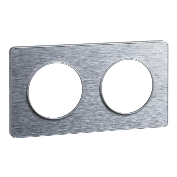 Photo Odace Touch, plaque Aluminium bross liser Alu 2 post. horiz./vert. 71mm | Ref : S530804J