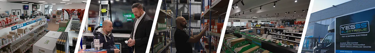 Camion YESSS ELETRIQUE devant une agence avec du mat�riel �lectrique