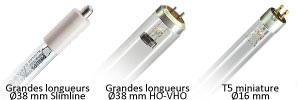 Image 3 tubes fluorescents grandes longueurs et miniature