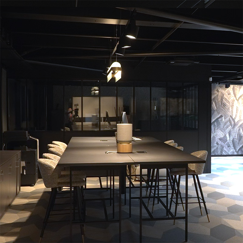 L?espace architecte est quip de cassettes encastres au plafond.