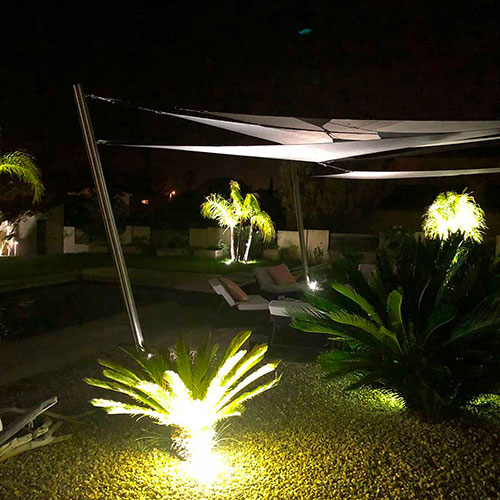 Projecteur au sol sublimant le jardin