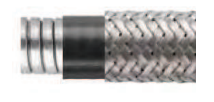 Photo Conduit CAPRIPLAST GS acier galvanisé revêtu PVC et tresse acier galvanisé - taille 32 - écrasement D ?25% à 350 N - plage de température -15°C à +70°C | Ref : CAP323206