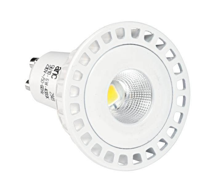 Photo Lampe GU10 LED 6W 2700K 460lm, Cl.nerg.A+, 20000H, corps blanc | Ref : 2948