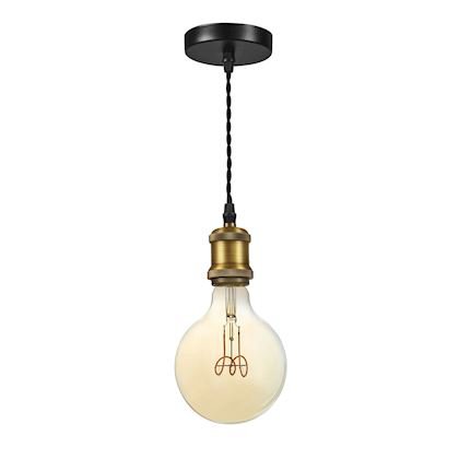 Photo EPOQUE - Susp. E27 150W max, douille style rétro, laiton doré, lampe non incl. | Ref : 50450
