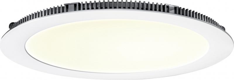 Photo FLAT LED - Downlight plat, rond, fixe, blanc, 110°, LED intég. 20W 3000K 1550lm | Ref : 50105