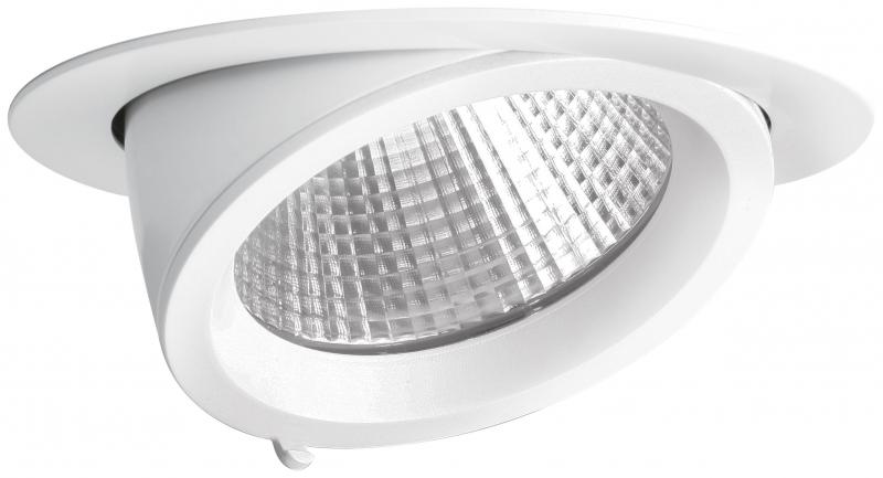Photo RANDY 2 - Downlight rond, orientable, blanc, 70°, LED intég 25W 4000K 3200lm | Ref : 50124