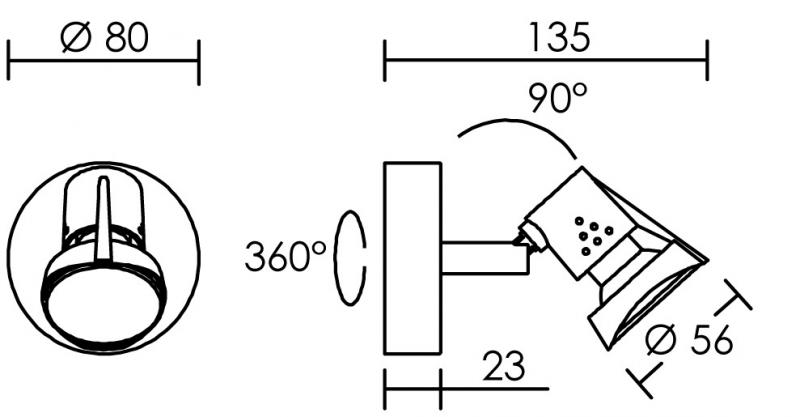 Vignette 3 produit Ref : 1373 | RUBIS - Spot sur pat�re GU10, blanc, a/lpe LED 4W 3000K 400lm incl