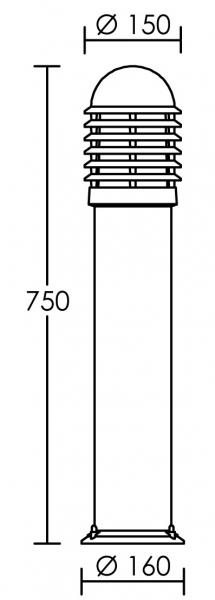 Vignette 3 produit Ref : 1706 | CALEO 1 - Borne Ext. IP44 IK07, cuivr, E27 100W max, lampe non incl., haut.73cm