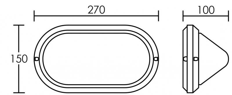 Vignette 3 produit Ref : 1725 | OVO 270T - Hublot Ext. IP65 IK10, ovale, noir, E27 60W max., lpe non incl.
