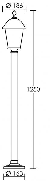 Vignette 3 produit Ref : 1897 | CORSO - Borne Ext. IP44 IK02, noir, E27 70W max., lampe non incl., haut. 1,25m