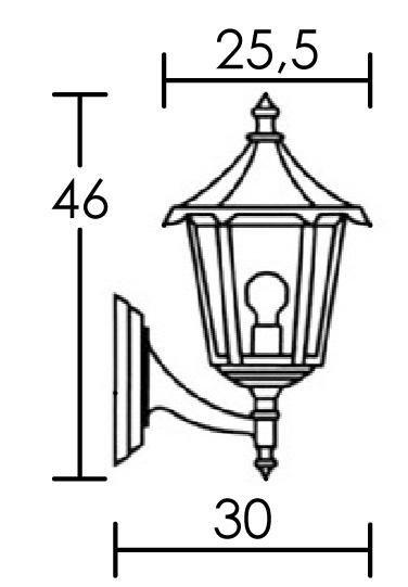 Vignette 3 produit Ref : 3032 | MONACO - Appl. Mur Ext. (bas) IP43 IK02, noir, E27 100W max., lampe non incl.