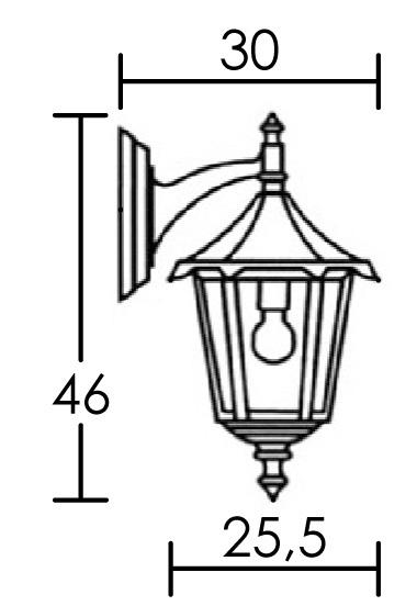Vignette 3 produit Ref : 3036 | MONACO - Appl. Mur Ext. (haut) IP43 IK02, noir, E27 100W max., lampe non incl.