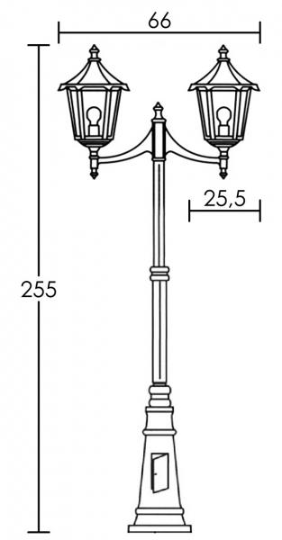 Vignette 3 produit Ref : 3073 | MONACO -Lant.+Mat IP43 IK02, cuivr, E27 2x100W max., lampe non incl.,haut.2,55m