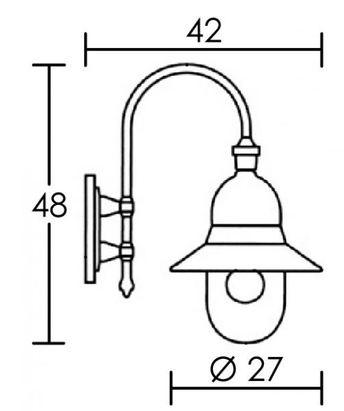Vignette 3 produit Ref : 3083          | LAMPARO - Applique Mur Ext. IP44 IK07, cuivr�
oir, E27 77W max., lampe non incl