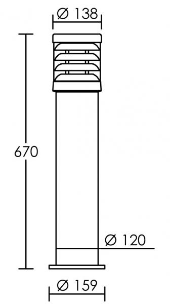 Vignette 3 produit Ref : 3128 | POLO - Borne Ext. IP65 IK07, graphite, E27 70W max., lampe non incl., haut.70cm