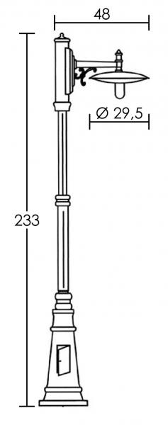 Vignette 3 produit Ref : 4072 | TOSCANE - Lant.+Mat IP43 IK02, noir, E27 57W max., lampe non incl., haut.2,33m
