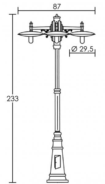 Vignette 3 produit Ref : 4083 | TOSCANE - Lant.+Mat IP43 IK02, noir, E27 2x57W max., lampe non incl., haut.2,33m