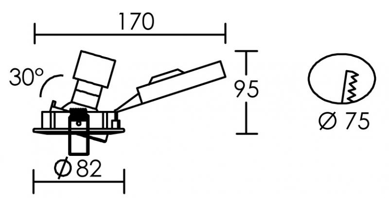 Vignette 3 produit Ref : 4892 | GALAXY - Encastr GU10, rond, basculant, dor, lampe non incl.