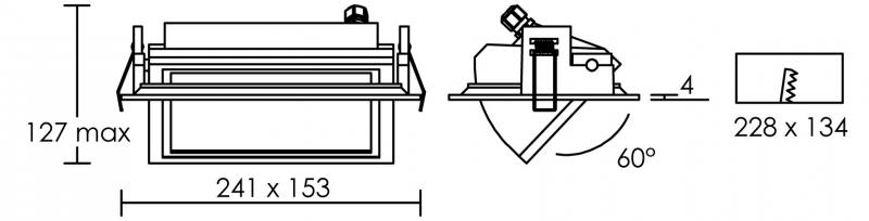 Vignette 3 produit Ref : 50087 | METROPOLIS - Downlight, rectgl, bascul., 70, LED intg. 30W 4200K 2500lm