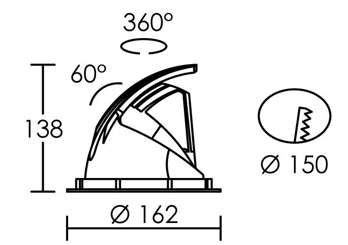 Vignette 3 produit Ref : 50124 | RANDY 2 - Downlight rond, orientable, blanc, 70°, LED intég 25W 4000K 3200lm