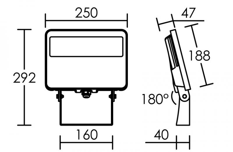 Vignette 3 produit Ref : 50279 | SUNSET - Proj. Ext. IP65 IK08, blanc, angle 25, LED intg. 44W 4000K 3500lm