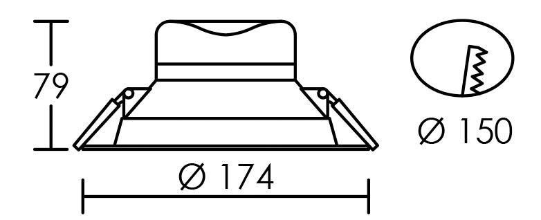 Vignette 3 produit Ref : 50335 | GRACE - Downlight IP20/44 LED intg. 17W 4000K 1620lm, autoris Vol.2