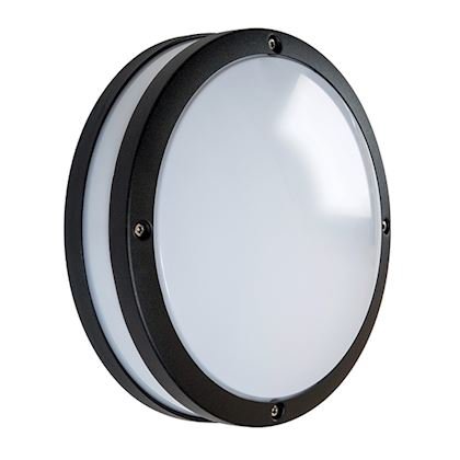 Photo Hublot LED Orcade rétro alu rond 900lm 4000K noir. classe I. IK10. IP54. applique/plafond. puiss.:18 W. L70/B50:20000 h. L80/B10:40000 h. risque photobiologique:GR0. test fil incand.:650 °C. efficience:50lm/W | Ref : 075010