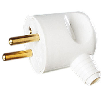 Vignette 2 produit fiche male 16a 2 prises + terre sortie laterale blanc | Ref : 021114