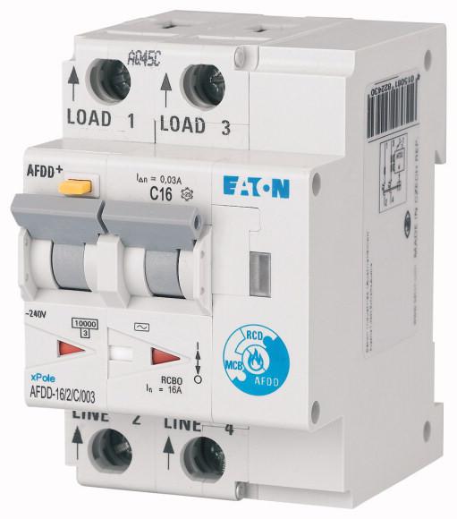 Photo Disjoncteur diff�rentiel et de d�tection d'arc �lectrique, 2 poles, 16A, courbe C, 30mA, type AC | Ref : 000187209