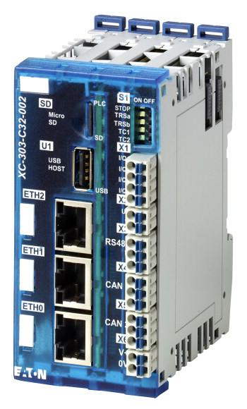 Vignette 2 produit API programmable XC303, API compact, CODESYS 3 programmable, emplacement SD, USB, 3x Ethernet, 2x CAN, RS485, quatre entres/sorties numriques | Ref : 000191080