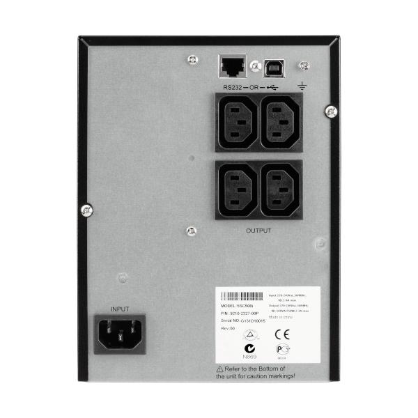 Vignette 2 produit Onduleur compact pour intégration industrielle, onduleur 5SC, 500VA, 350W, line-interactive, format Tour, 12 mins à 50% de charge, entrée C14, sortie 4 (C13), écran LCD, garantie 2 ans | Ref : 5SC500I