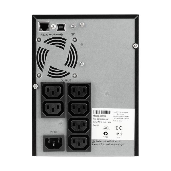 Vignette 2 produit Onduleur compact pour intgration industrielle, onduleur 5SC, 750VA, 525W, line-interactive, format Tour, 12 mins  50% de charge, entre C14, sortie 6 (C13), cran LCD, garantie 2 ans | Ref : 5SC750I