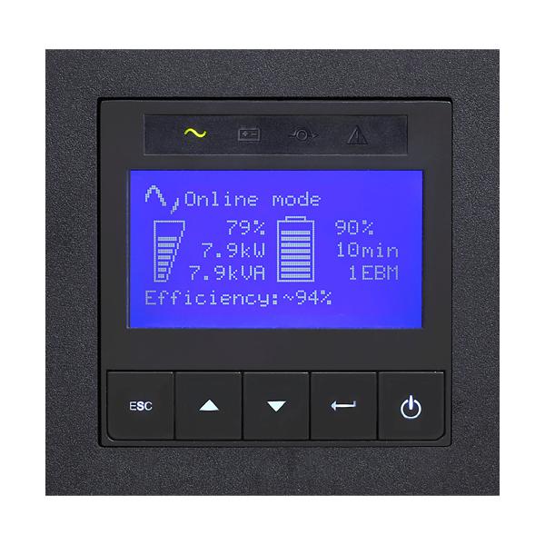 Vignette 2 produit Protection d'quipements informatiques de forte puissance, Onduleur Premium 9PX 11kVA, 10kW, On-Line, Entre / Sortie: 1Ph sur bornier, convertible rack 6U/tour, 2 modules, cran LCD, garantie 2 ans, Bypass de maintenance inclus | Ref : 9PX11KIBP