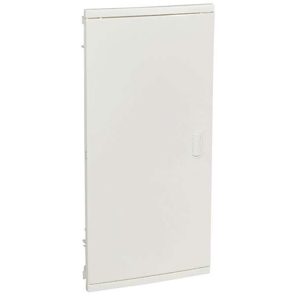 Photo Coffret modulaire encastré 4 rangées 48+8 modules porte isolante galbée blanche | Ref : 001514