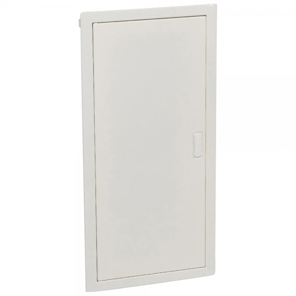 Photo Coffret modulaire encastré 4 rangée 48+8 modules porte métal extra plate blanche | Ref : 001534