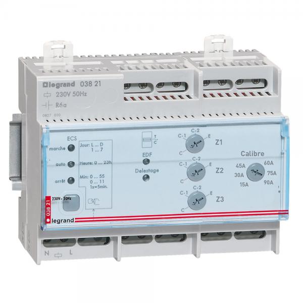 Photo Gestionnaire chauffage électrique fil pilote pour 3 zones - 6 modules DIN | Ref : 003821