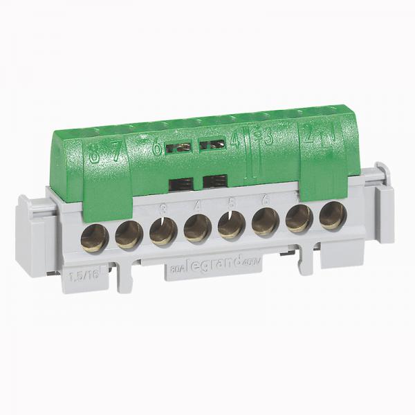Photo Bornier de rpartition isol IP2X terre - 1 connexion 6  25mm - longueur 176mm | Ref : 004836