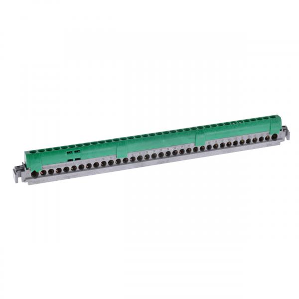 Photo Bornier de rpartition isol IP2X terre - 2 connexions 6-25mm -vert -long.276mm | Ref : 004838
