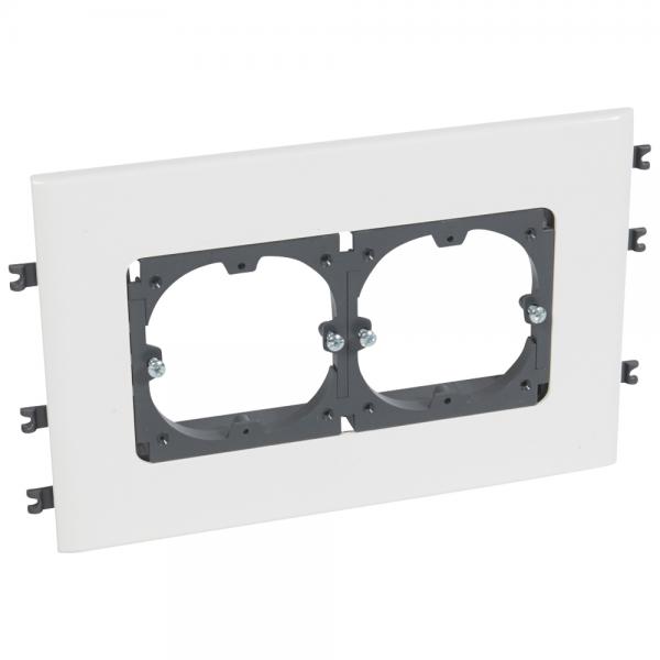 Photo Support universel 2 postes - goulottes DLP monobloc couvercle 130mm horizontal | Ref : 010924
