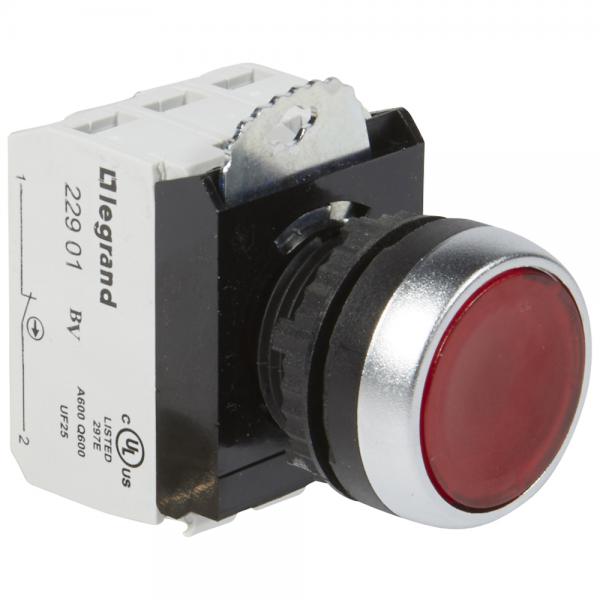 Photo Bouton lum impulsion affleurant IP69 Osmoz complet rouge 12V  24V | Ref : 023751