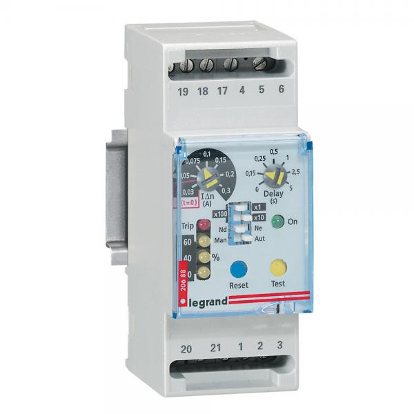 Photo Relais différentiel pour DPX et DPX³ enclipsable sur rail - 2 modules | Ref : 026088