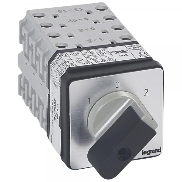 Photo Commutateur - inverseur avec arrt 45 - PR 17 - 4P - 8 contacts - fixation vis | Ref : 027438