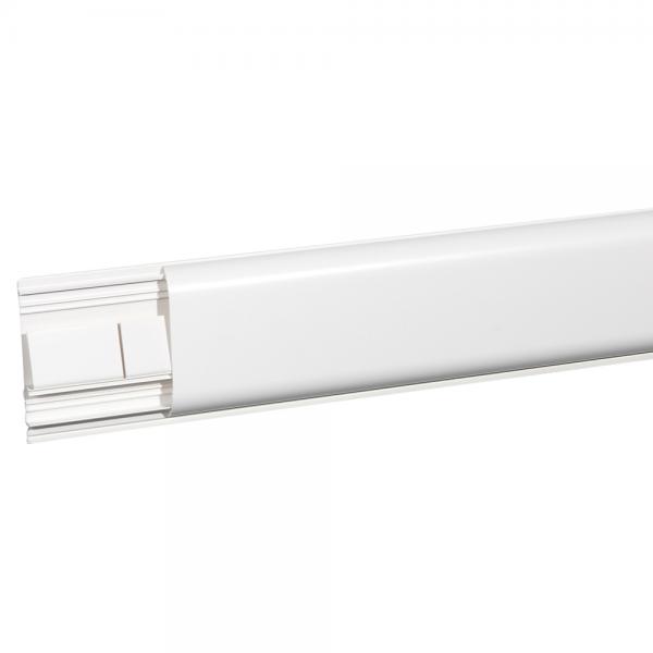 Photo Plinthe DLPlus 120x20mm 2 compartiments 1 couvercle longueur 2m - blanc | Ref : 030089