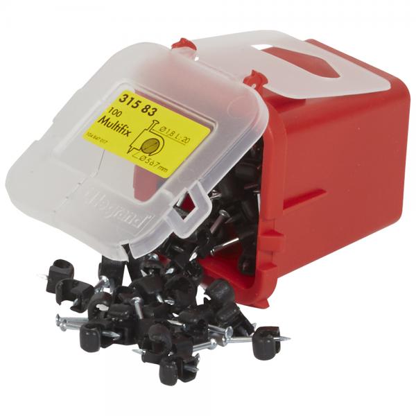 Photo Attache Multifix noire protégée ultraviolets pour câbles Ø5mm à Ø7mm | Ref : 031583