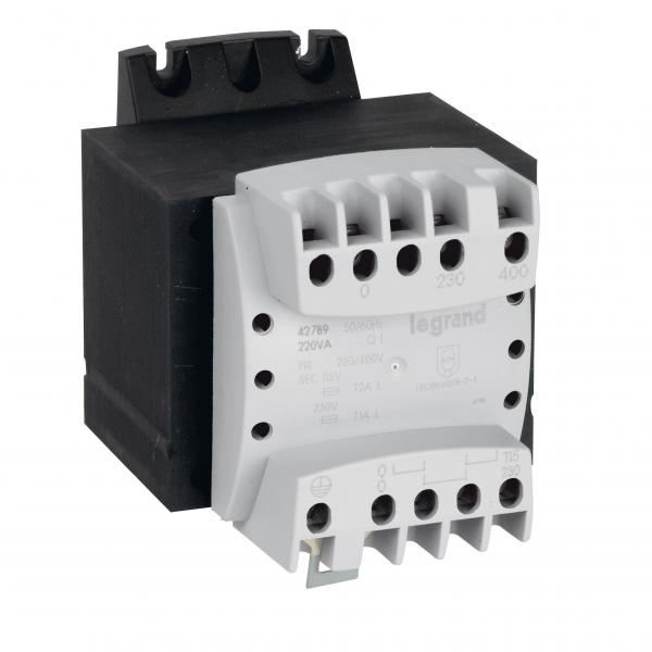 Photo Transformateur de séparation des circuits primaire 230V à 400V et secondaire 115V~ à 230V~ - 220VA | Ref : 042789